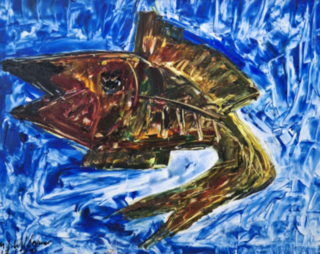 Acryl schilderij, Maya Wildevuur, Vis